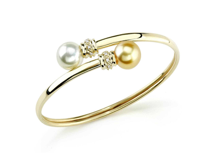 Gold Plated CZ Studded Womens Pearl Bracelet